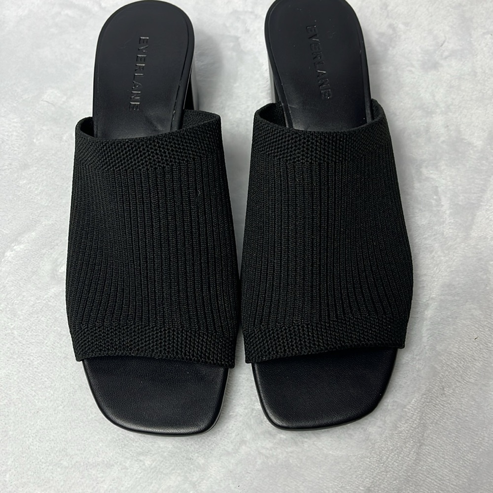 Everlane Black Knit Heeled Mules